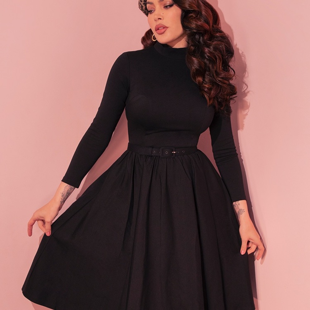 Vixen by Micheline Pitt Blue Polka Dot Swing Dress - Picture 11 of 16